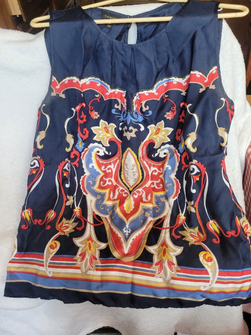 Talbots navy blue silk blouse